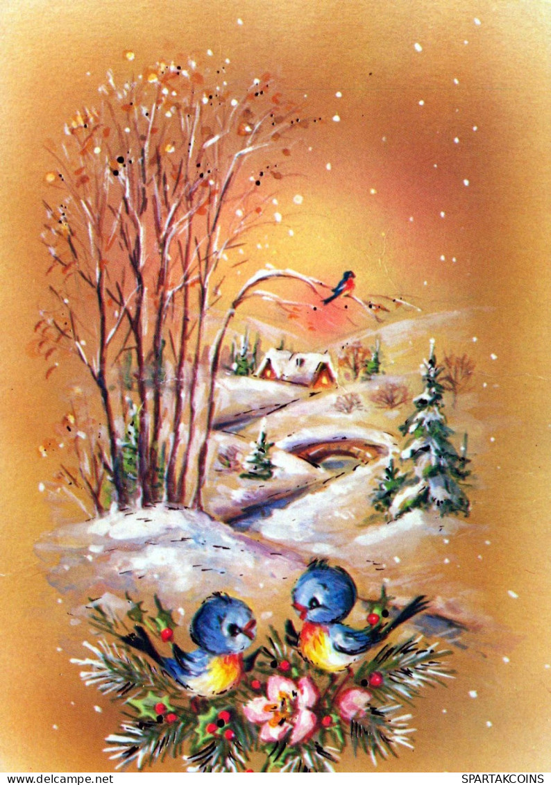 Buon Anno Natale UCCELLO Vintage Cartolina CPSM #PBM607.IT - Neujahr