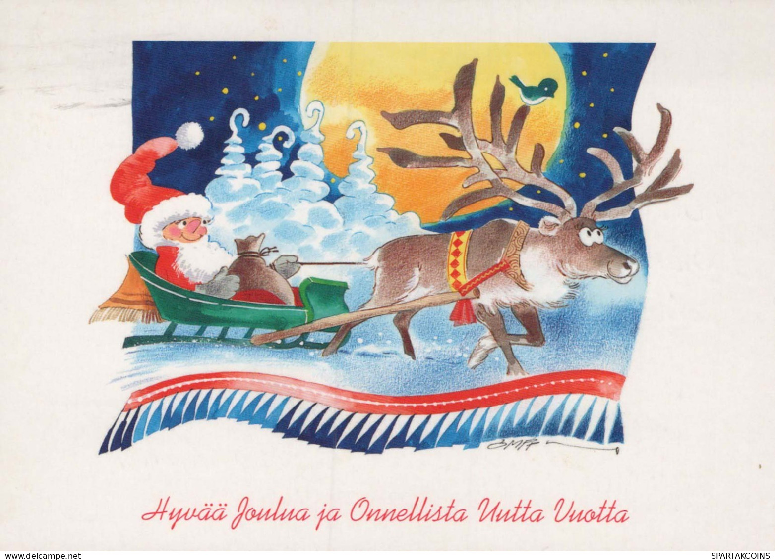 BABBO NATALE Buon Anno Natale Vintage Cartolina CPSM #PBL567.IT - Santa Claus