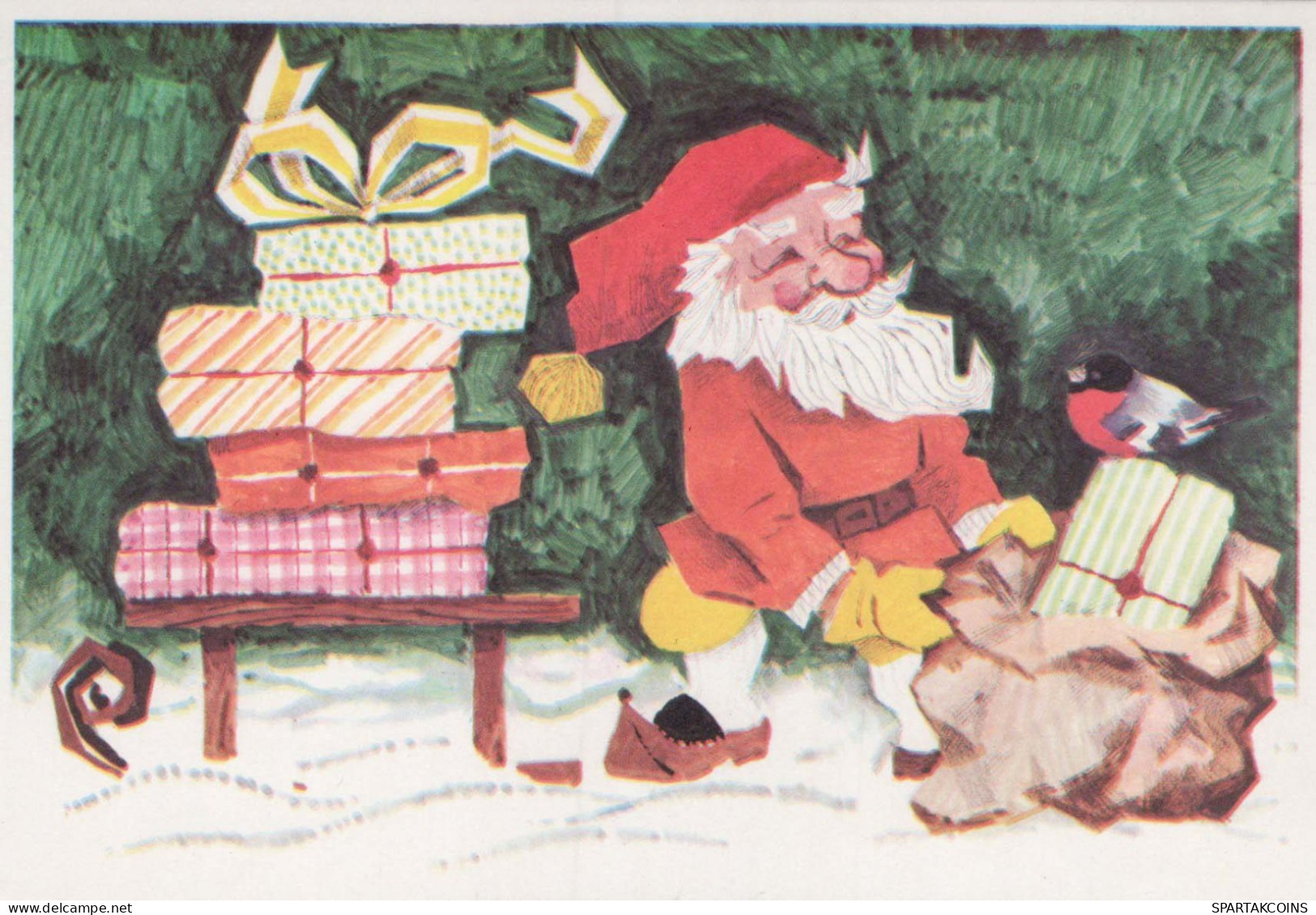 BABBO NATALE Buon Anno Natale Vintage Cartolina CPSM #PBL502.IT - Santa Claus