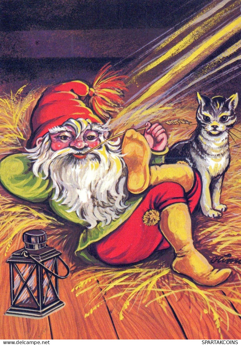 BABBO NATALE Buon Anno Natale Vintage Cartolina CPSM #PBL311.IT - Santa Claus