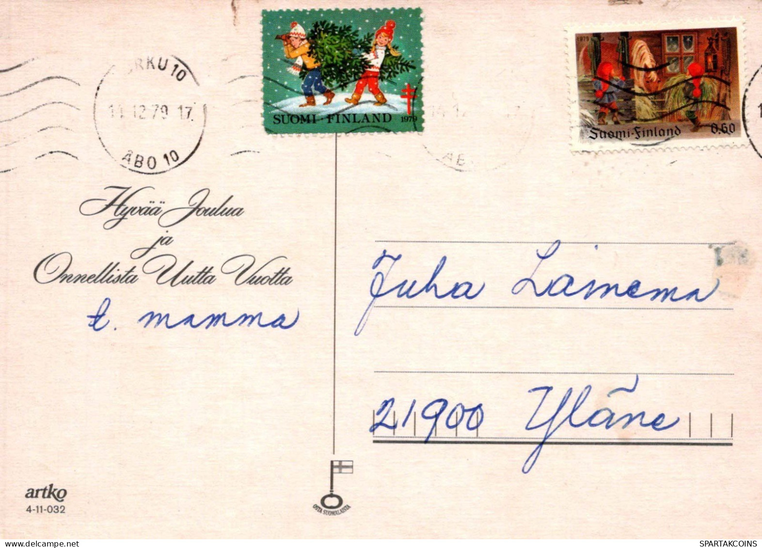 BABBO NATALE Buon Anno Natale Vintage Cartolina CPSM #PBL439.IT - Santa Claus