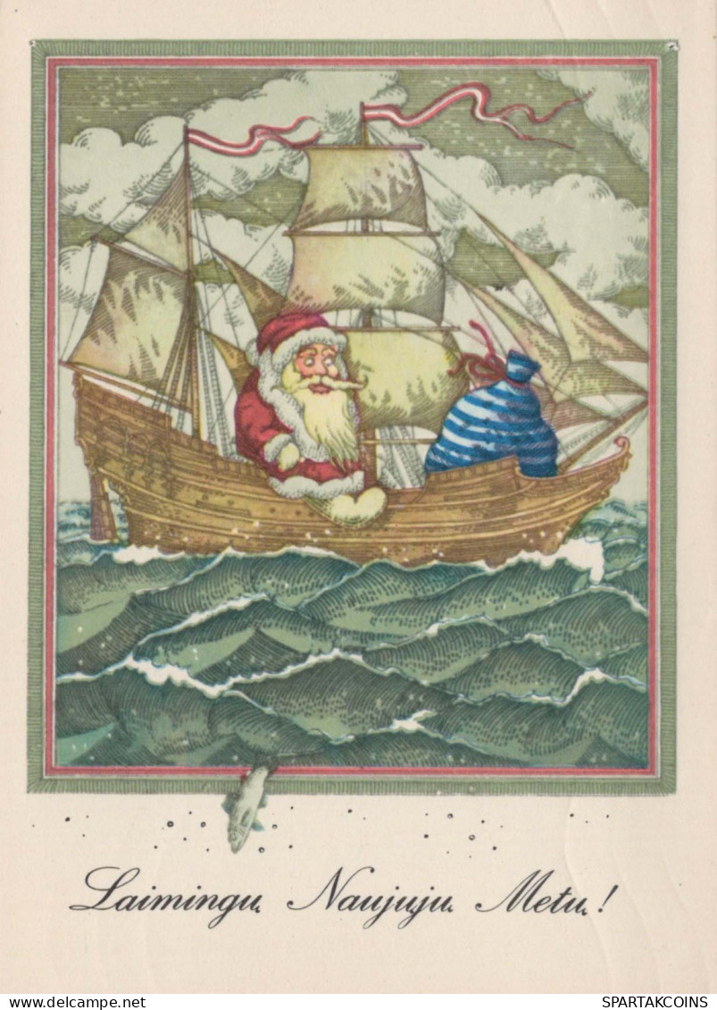 BABBO NATALE Buon Anno Natale Vintage Cartolina CPSM #PBL114.IT - Santa Claus