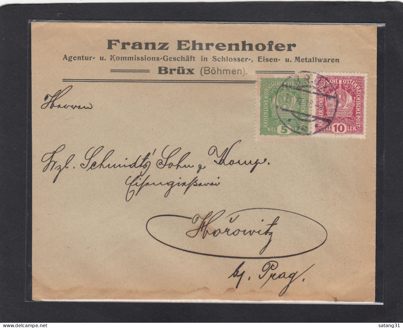 FIRMENBRIEF AUS BRÜX (MOST,TSCHECHIEN) NACH HOROWITZ (HOROWICE). - Lettres & Documents