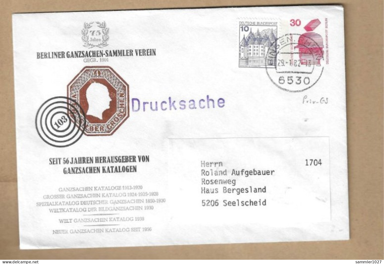 Los Vom 15.05 -  Ganzsache-Briefumschlag Aus Bingen 1982 - Covers & Documents