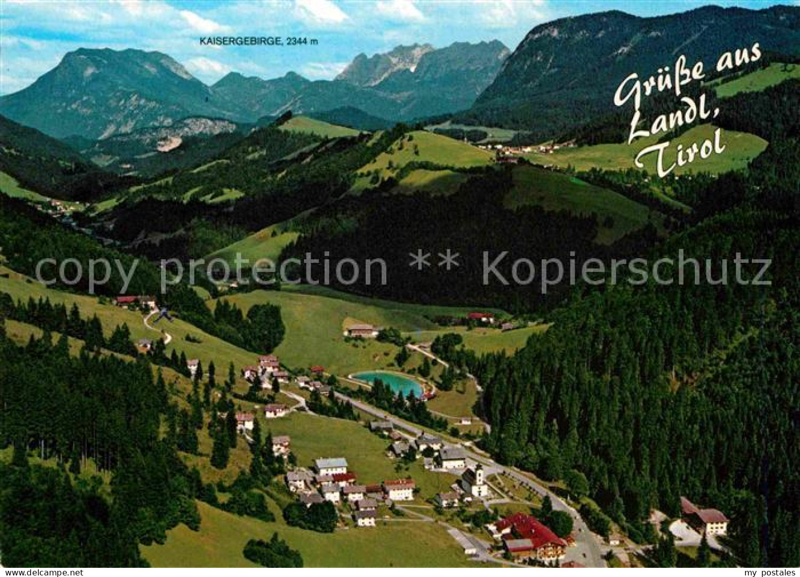 72716966 Landl Thiersee Panorama Mit Blick Zum Kaisergebirge Fliegeraufnahme Thi - Other & Unclassified