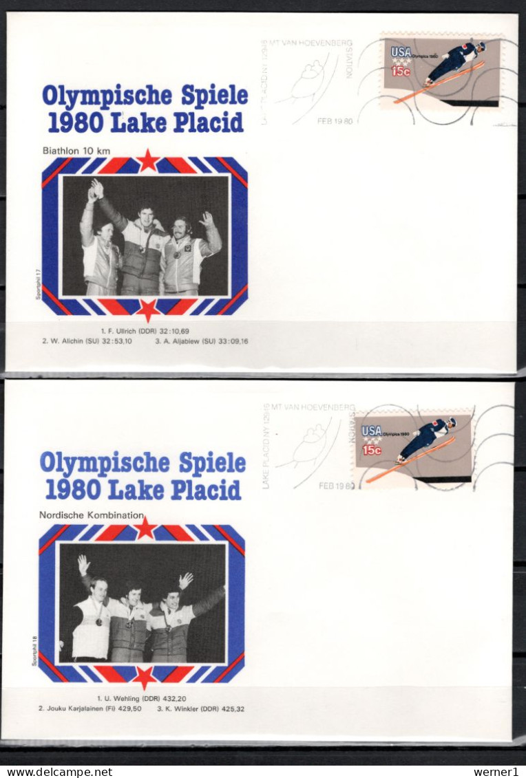 USA 1980 Olympic Games Lake Placid 8 Commemorative Covers Winners - Winter 1980: Lake Placid