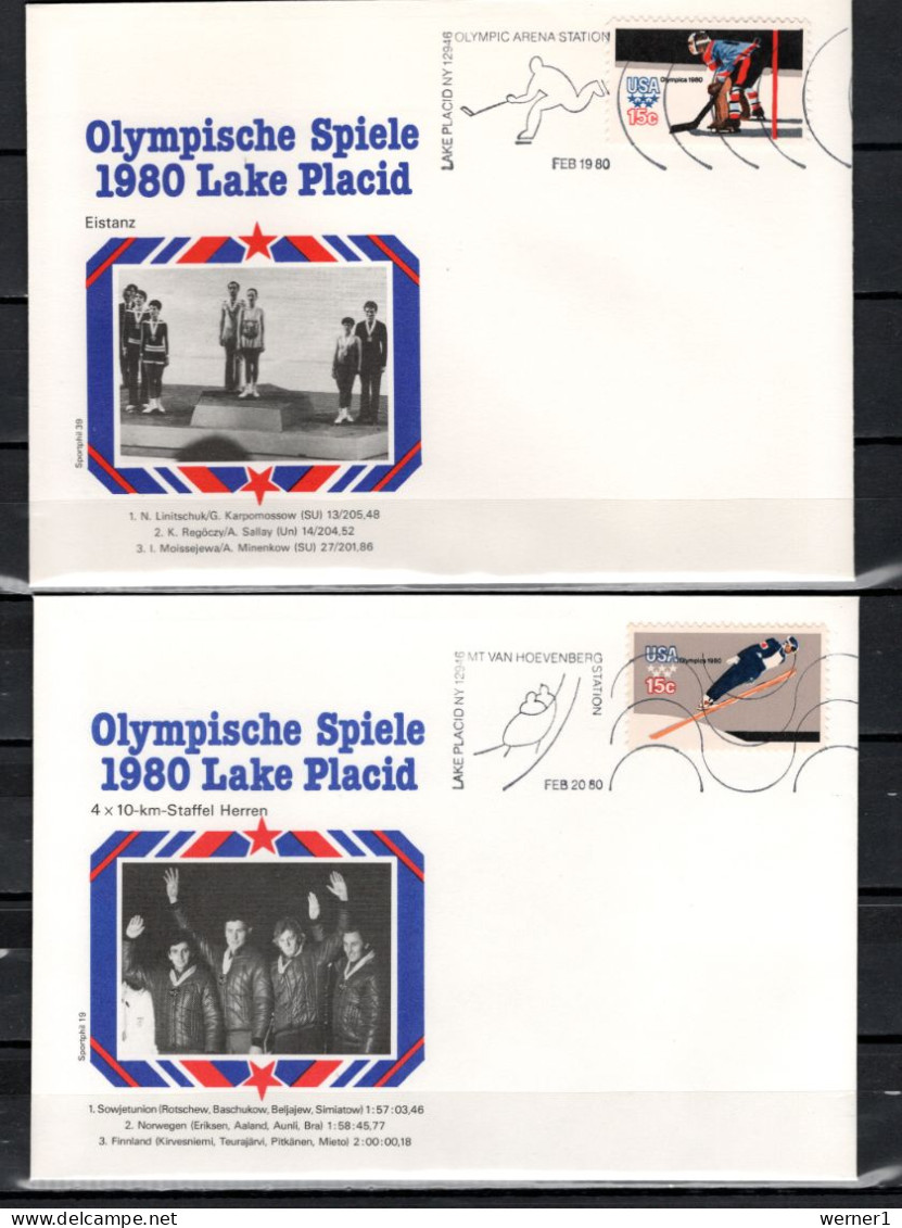 USA 1980 Olympic Games Lake Placid 8 Commemorative Covers Winners - Inverno1980: Lake Placid