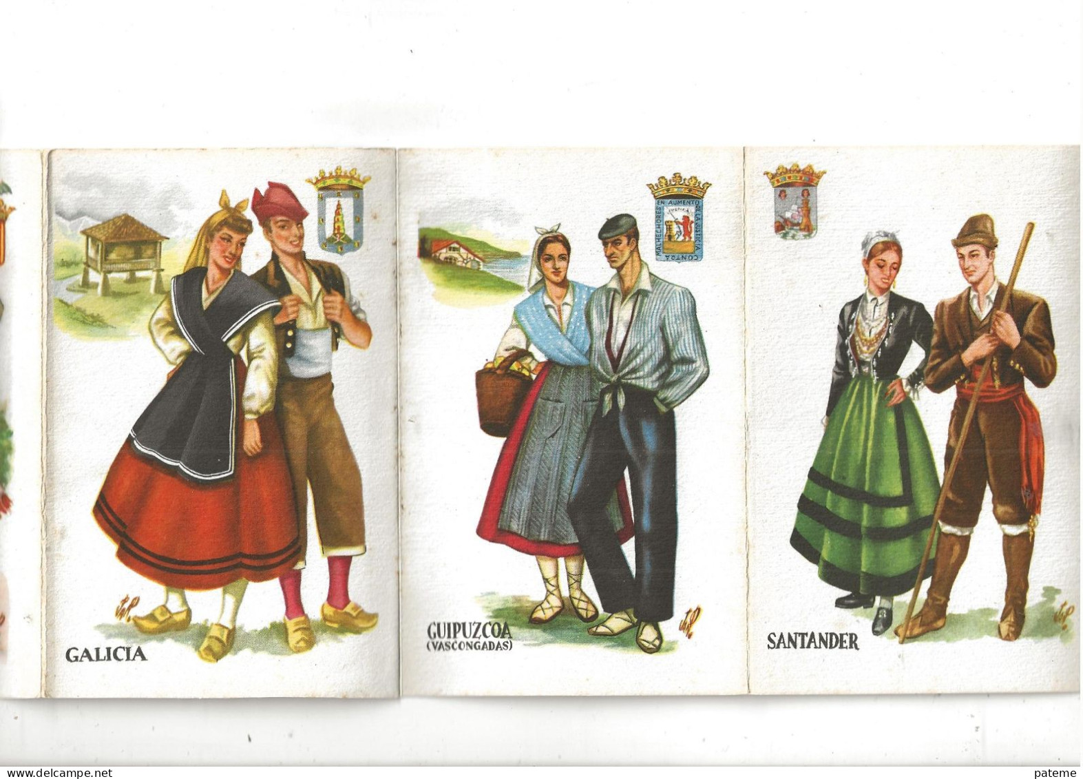 10 Cartes Costumes Folklore Espagnol Galicia Andalusia Valencia Madrid Catalina - Zeitgenössisch (ab 1950)