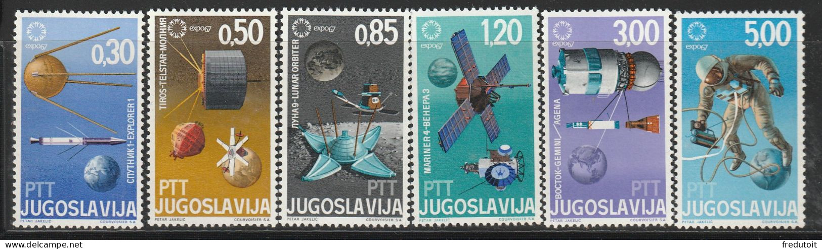 YOUGOSLAVIE- N°1110/5 ** (1967) Espaces - Unused Stamps