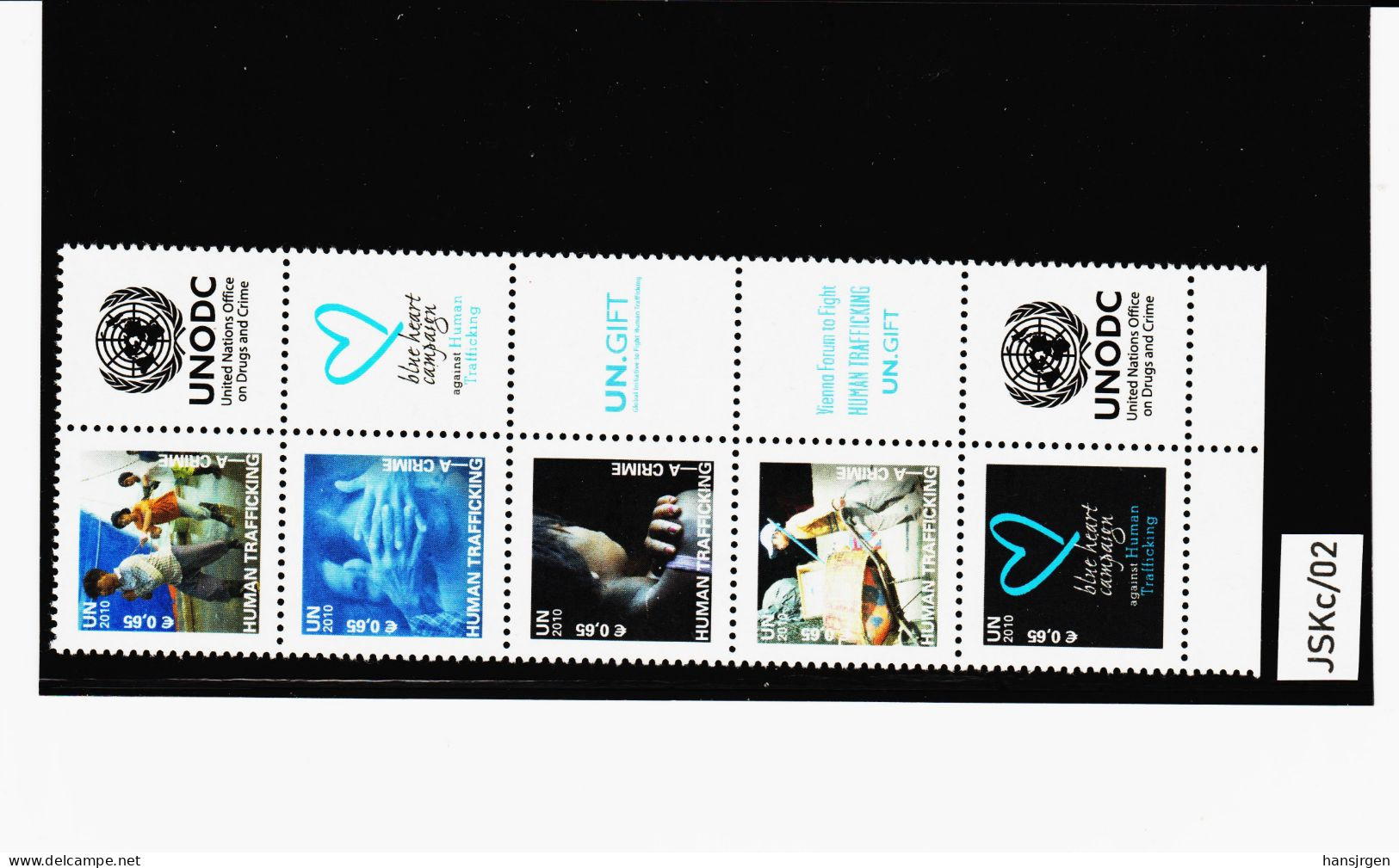 JSKc/02 UNO WIEN 2010 GRUSSMARKEN MICHL 634/38 FÜNFERSTREIFEN ** Postfrisch Siehe ABBILBUNG - Unused Stamps