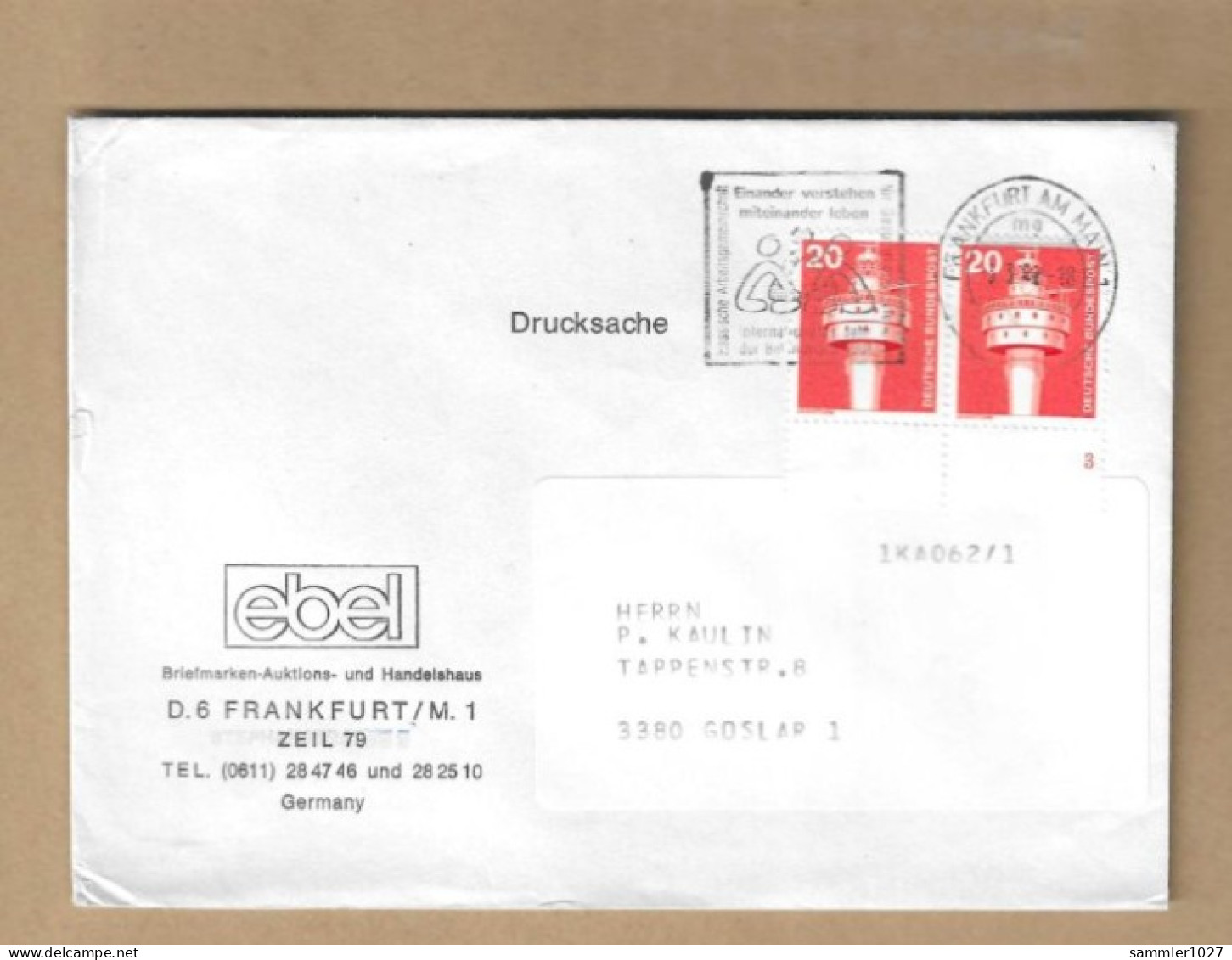 Los Vom 15.05 - Briefumschlag Aus Frankfurt 1982 Mit Plattennr. - Covers & Documents