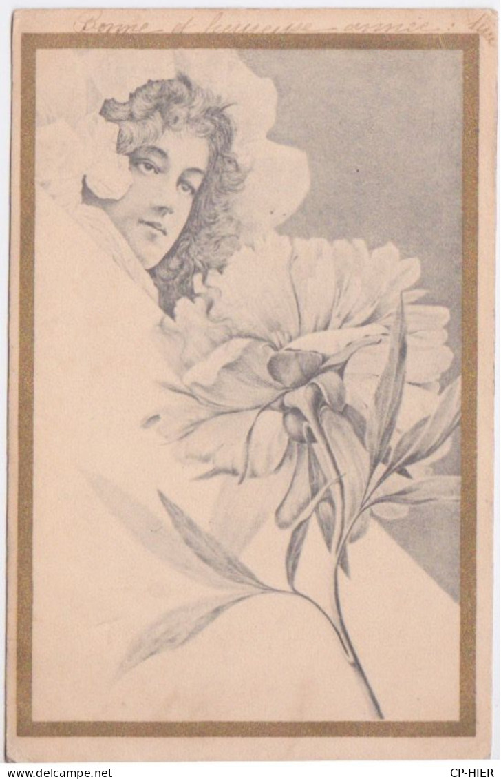 CPA ILLUSTREE  - ART NOUVEAU  - FEMME  AVEC UN FLEUR   - 1900-1902 - 1900-1949