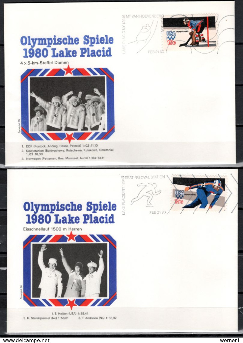 USA 1980 Olympic Games Lake Placid 9 Commemorative Covers Winners - Hiver 1980: Lake Placid