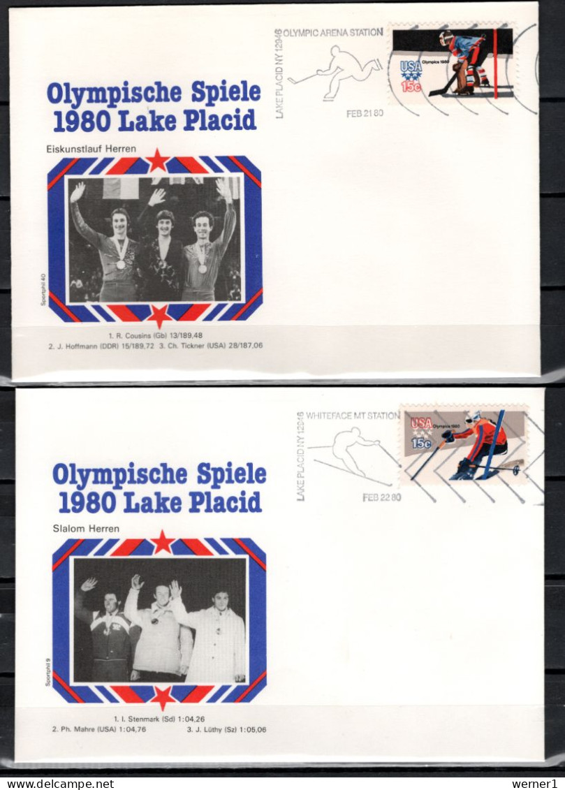 USA 1980 Olympic Games Lake Placid 9 Commemorative Covers Winners - Hiver 1980: Lake Placid