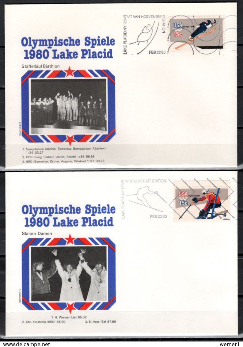 USA 1980 Olympic Games Lake Placid 9 Commemorative Covers Winners - Winter 1980: Lake Placid