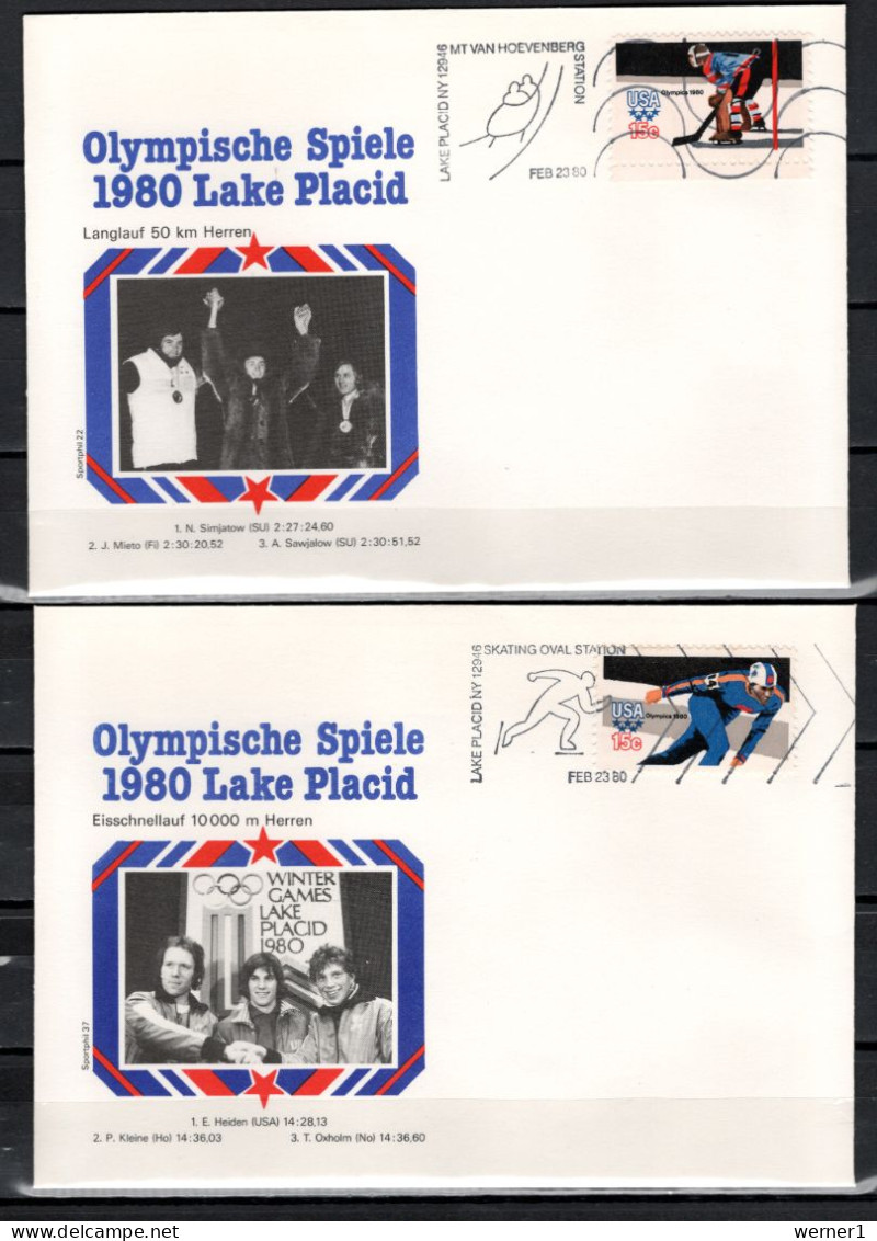 USA 1980 Olympic Games Lake Placid 9 Commemorative Covers Winners - Winter 1980: Lake Placid