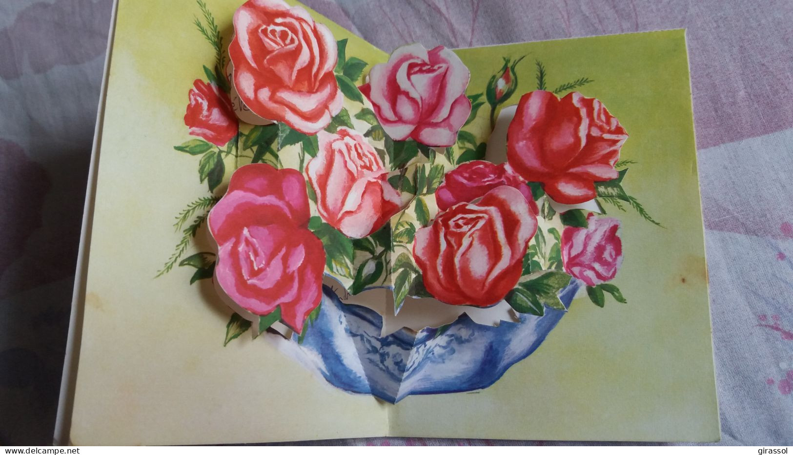 CPSM DOUBLE 4 PANS 3 D RELIEF SYSTEME POP UP BOUQUET DE ROSES BONNE FETE ED G PICARD 3068 AMELIE RE FORMAT 11. PAR 15 CM - Autres & Non Classés