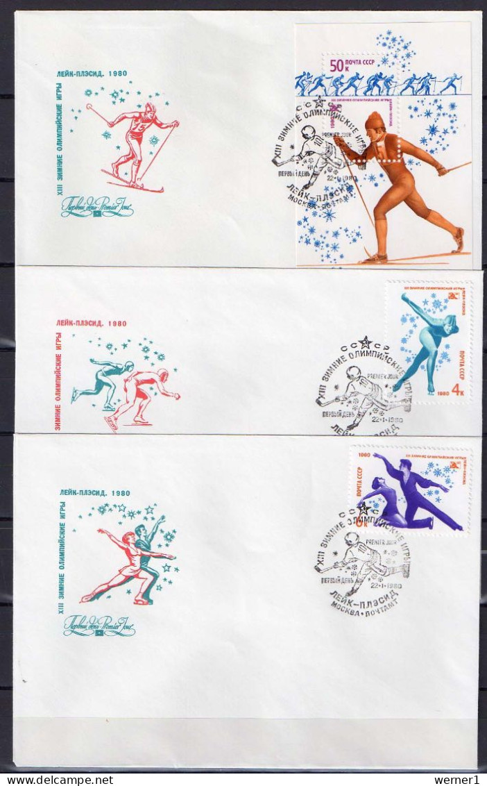 USSR Russia 1980 Olympic Games Lake Placid Set Of 5 + S/s On 6 FDC - Inverno1980: Lake Placid