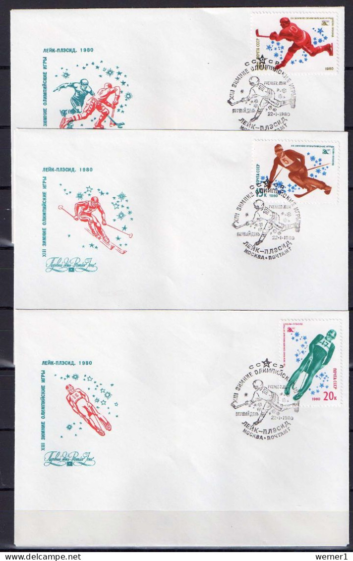 USSR Russia 1980 Olympic Games Lake Placid Set Of 5 + S/s On 6 FDC - Winter 1980: Lake Placid