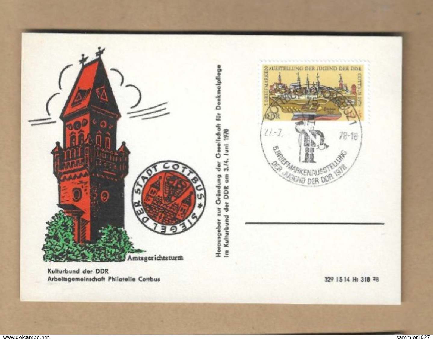 Los Vom 15.05  Sammlerkarte Aus Cottbus 1978 - Covers & Documents