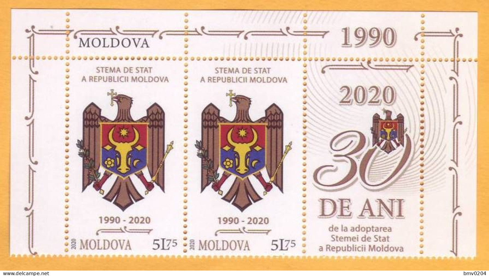 2020  Moldova Moldavie  30 Years Since The Adoption Of Republic Of Moldova Coat Of Arms 2v Mint - Stamps