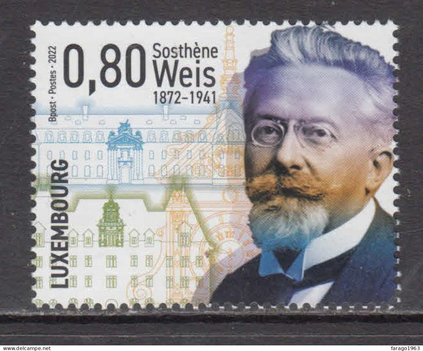 2022 Luxembourg WEIS Architecture Complete Set Of 1 MNH @ BELOW FACE VALUE - Nuevos