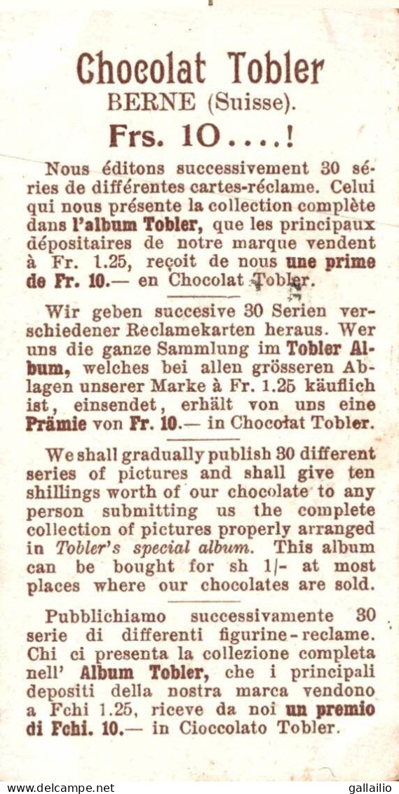 CHROMO CHOCOLAT TOBLER CASCADES TROMMELBACH - Other & Unclassified