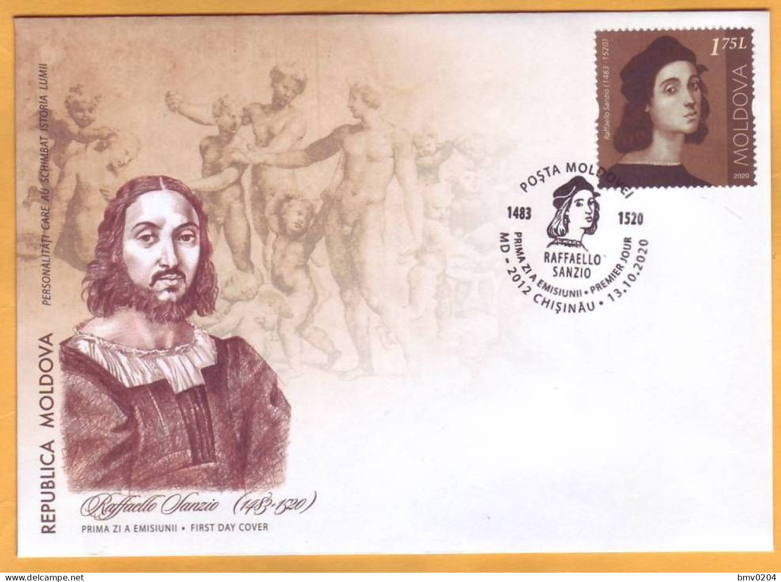 2020  Moldova Moldavie FDC  500 Rafael Santi - Painter, Architect, Graphic Artist, Italy - Moldawien (Moldau)