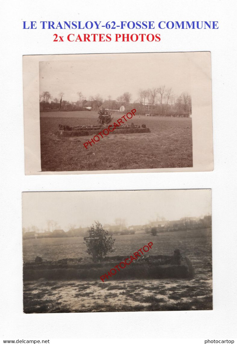 LE TRANSLOY-62-FOSSE COMMUNE-Tombes-2x CARTES PHOTOS Allemandes-GUERRE 14-18-1 WK-MILITARIA- - War Cemeteries