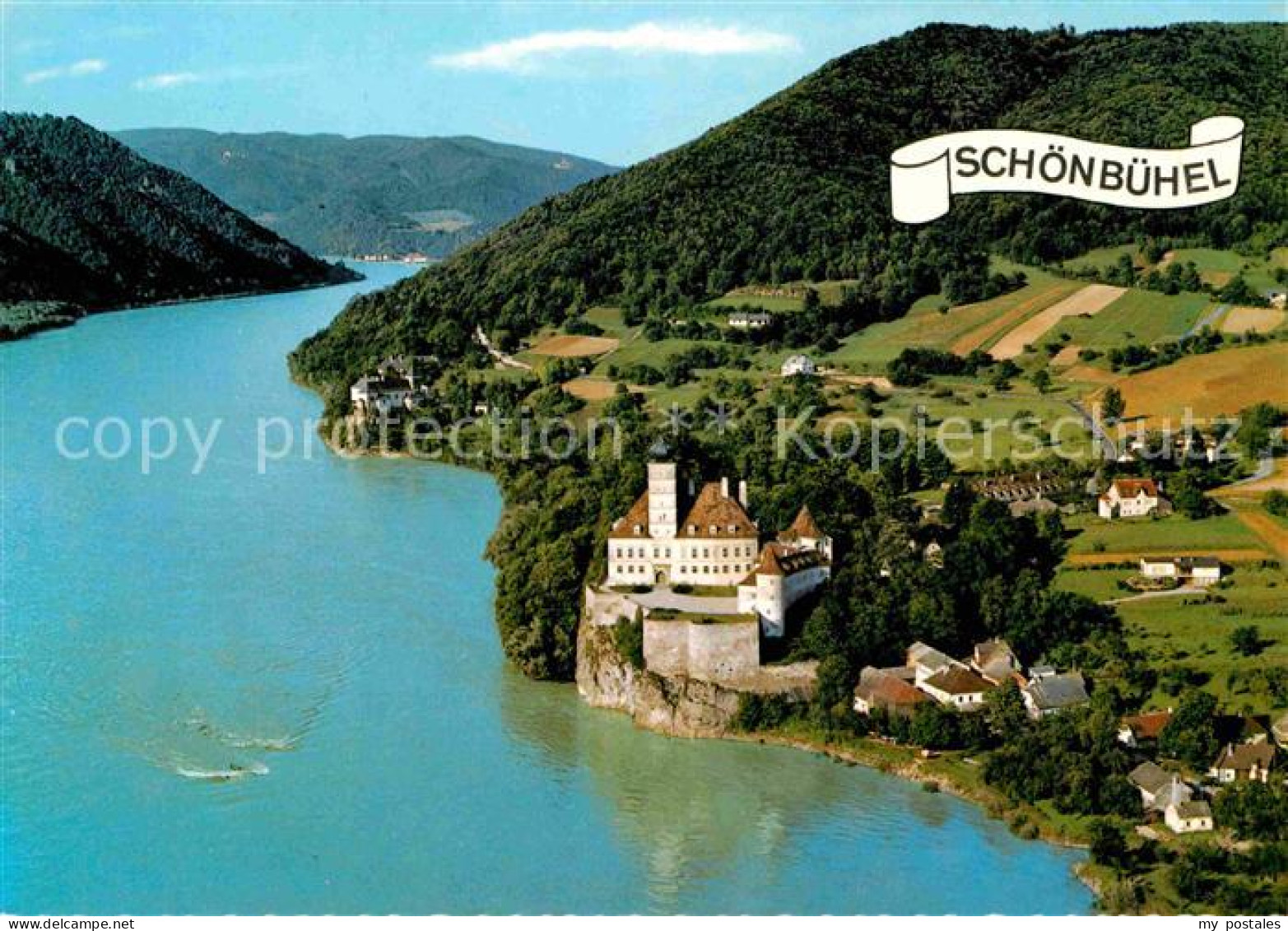 72715673 Schoenbuehel-Aggsbach Schloss Auf Felsen Ueber Der Donau Fliegeraufnahm - Autres & Non Classés