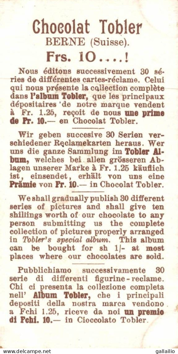 CHROMO CHOCOLAT TOBLER COSTUMES ITALIENS - Autres & Non Classés