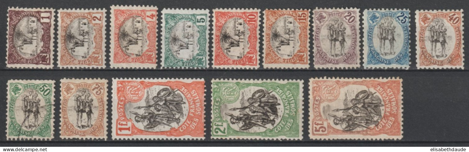 SOMALIS - 1903 - SERIE COMPLETE YVERT N° 53/66 * MH (62 OBLITERE) - COTE = 247 EUR. - Neufs