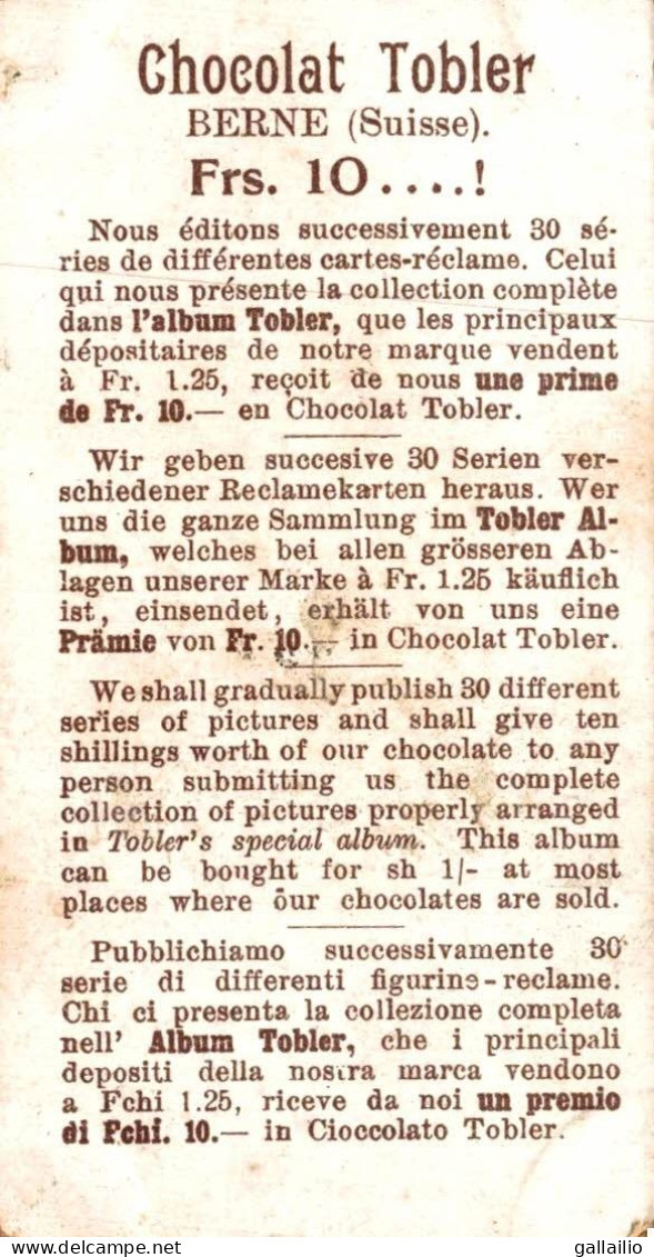 CHROMO CHOCOLAT TOBLER COSTUMES ITALIENS - Autres & Non Classés