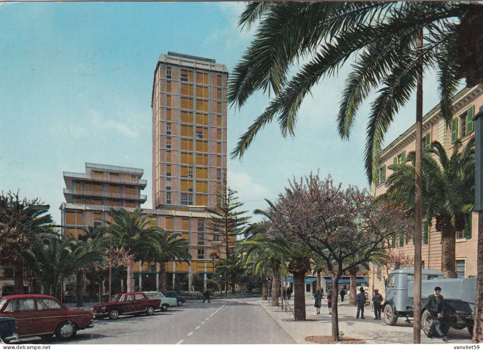 SASSARI-PIAZZA CASTELLO E NUOVO GRATTACIELO-CARTOLINA VERA FOTOGRAFIA VIAGG. IL 7-11-1966 - Sassari