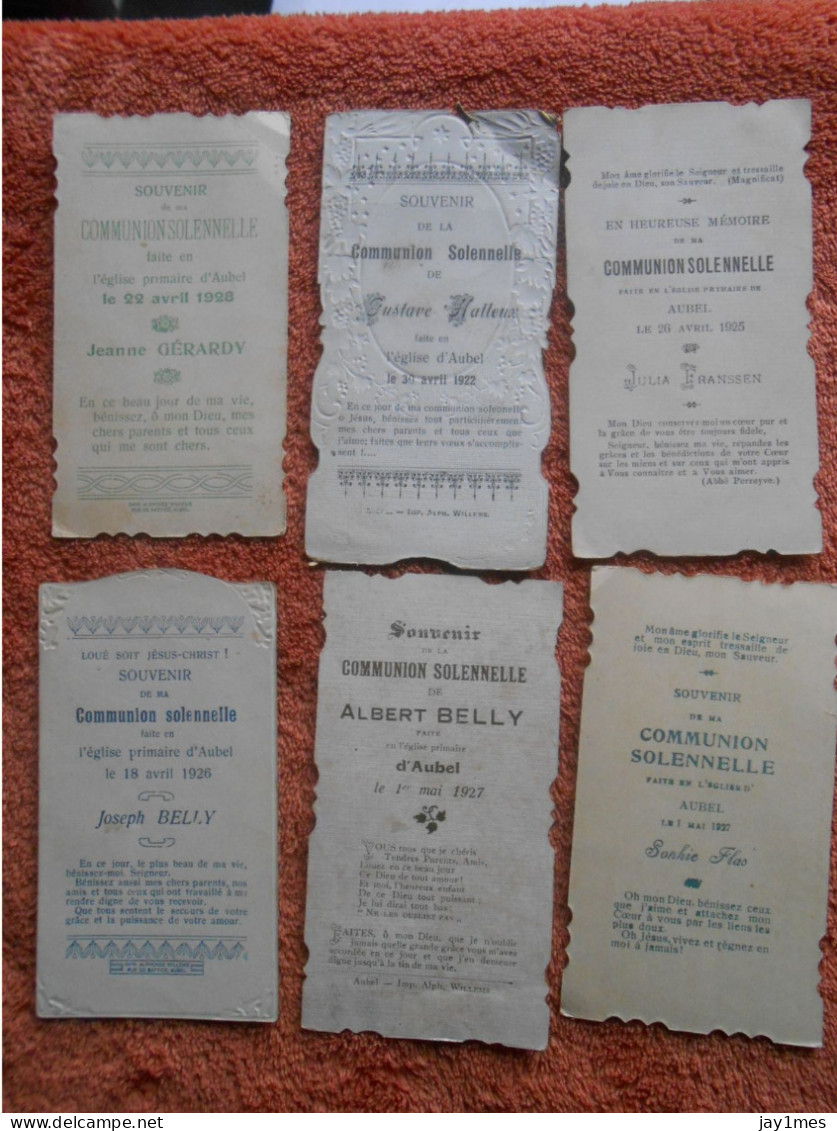 Lot Faire-part Communion De 1920 à 1929 La Plupart D' Aubel Poids 46 Gr - Kommunion Und Konfirmazion