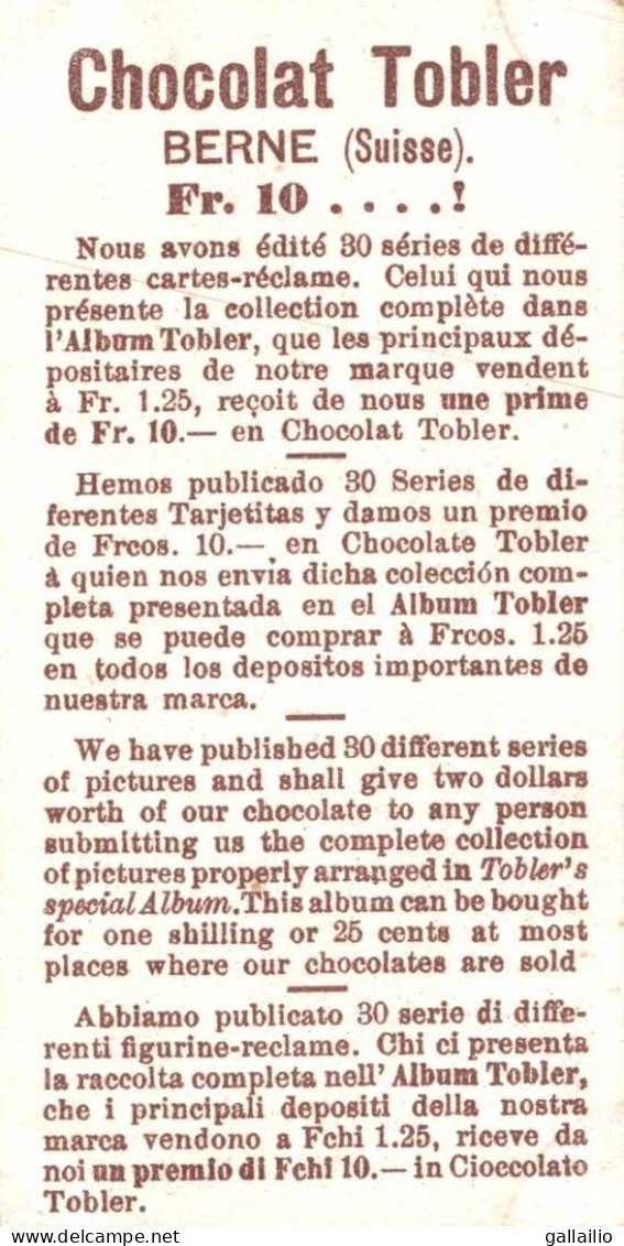 CHROMO CHOCOLAT TOBLER COSTUMES ITALIENS - Other & Unclassified