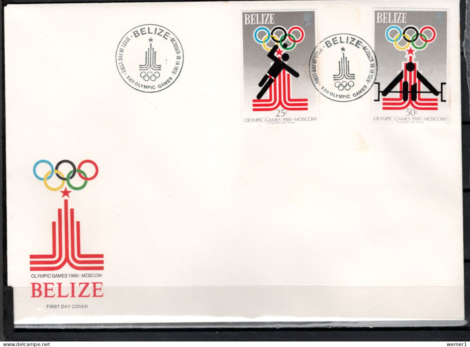 Belize 1979 Olympic Games Moscow 2 Stamps Imperf. On FDC - Zomer 1980: Moskou