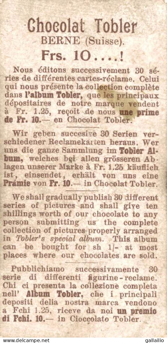 CHROMO CHOCOLAT TOBLER COSTUMES SUISSES - Autres & Non Classés