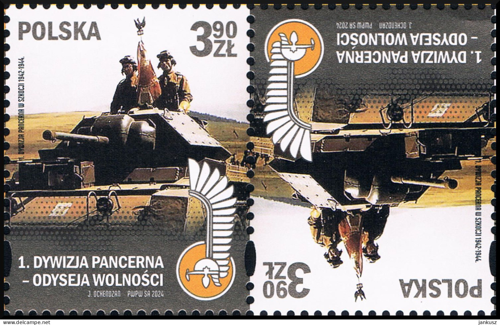 Poland 2024 Fi 5351 Mi 5581 Tête-bêche 1 1st Polish Armoured Division - Odyssey Of Liberty - Unused Stamps