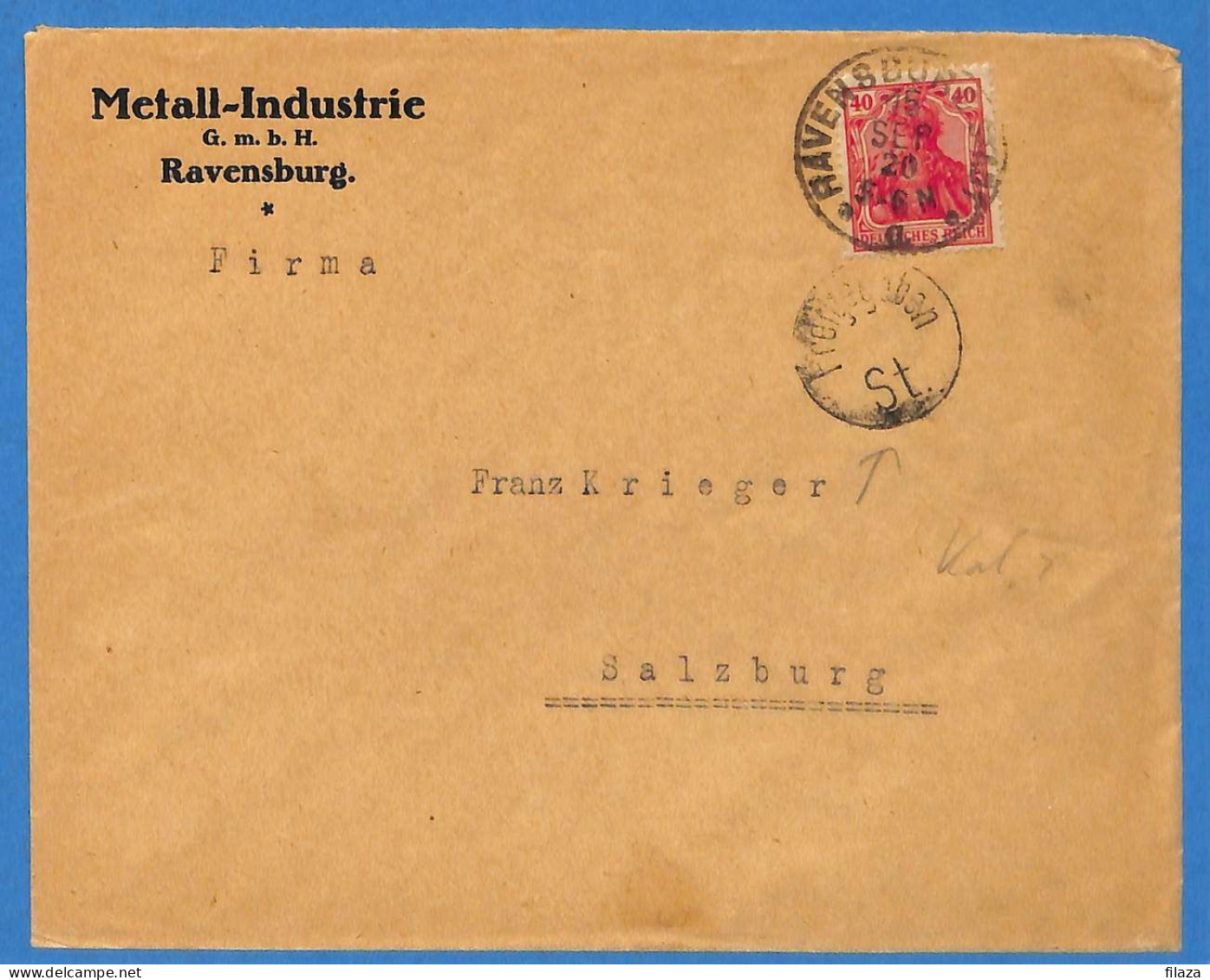 Allemagne Reich 1920 - Lettre De Ravensburg - G33448 - Briefe U. Dokumente
