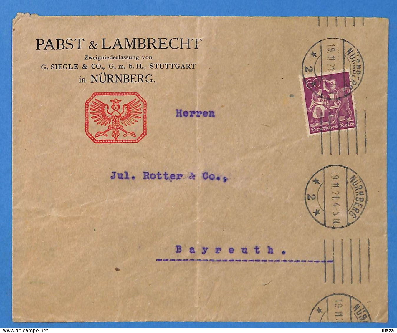 Allemagne Reich 1921 - Lettre De Nurnberg - G33442 - Cartas & Documentos
