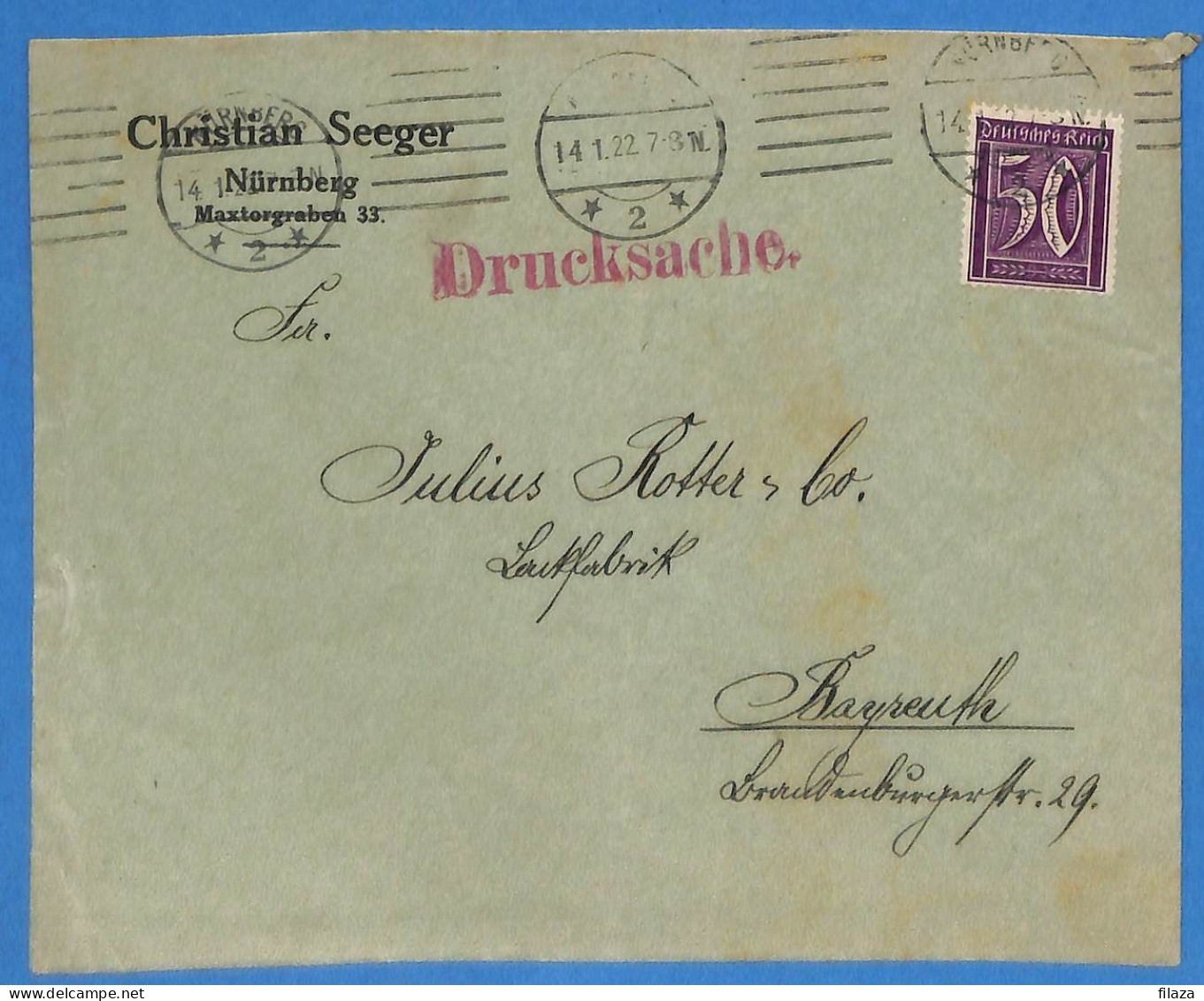 Allemagne Reich 1922 - Lettre De Nurnberg - G33443 - Lettres & Documents