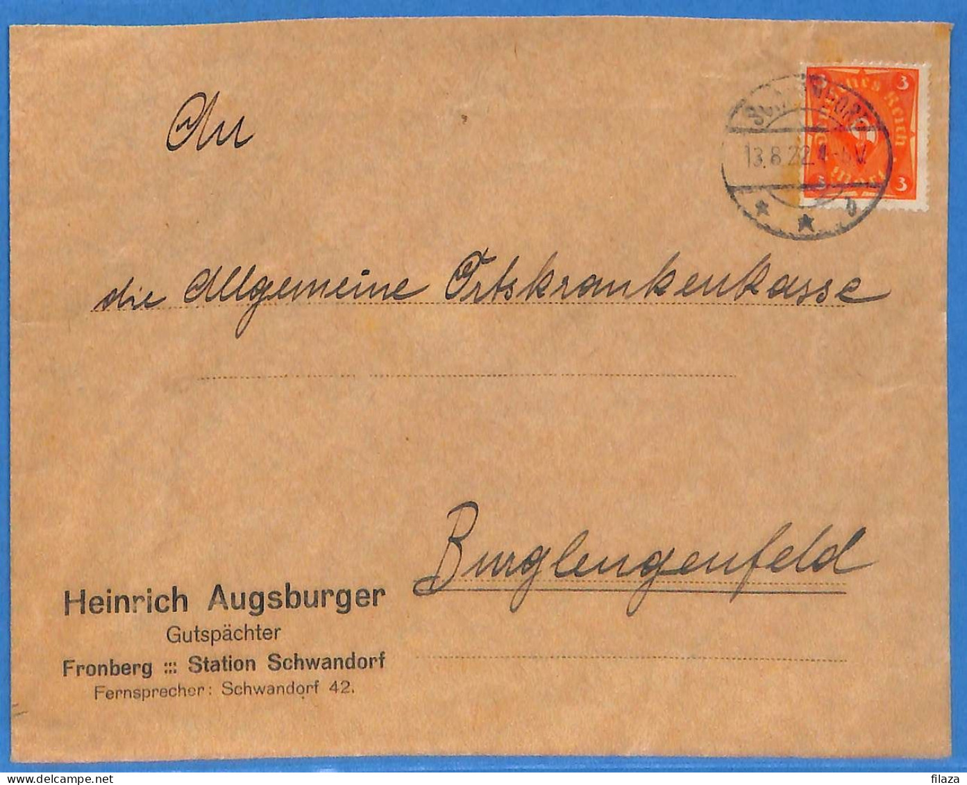 Allemagne Reich 1923 - Lettre De Schwandorf - G33444 - Cartas & Documentos