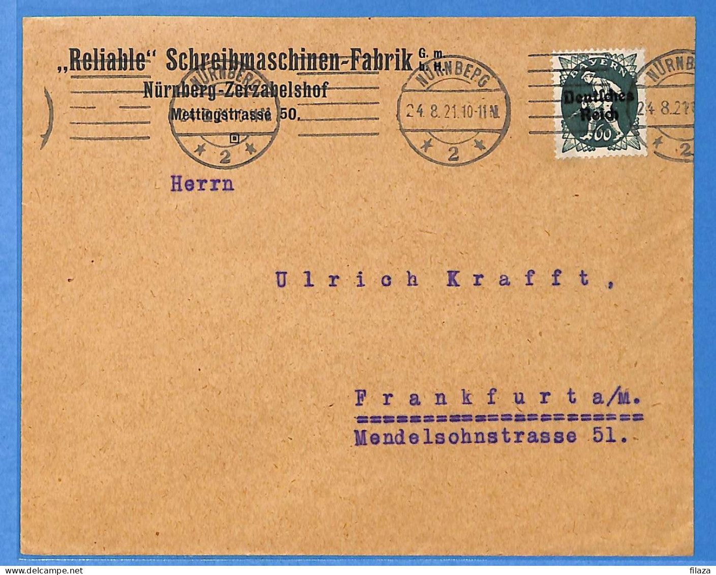 Allemagne Reich 1921 - Lettre De Nurnberg - G33414 - Lettres & Documents