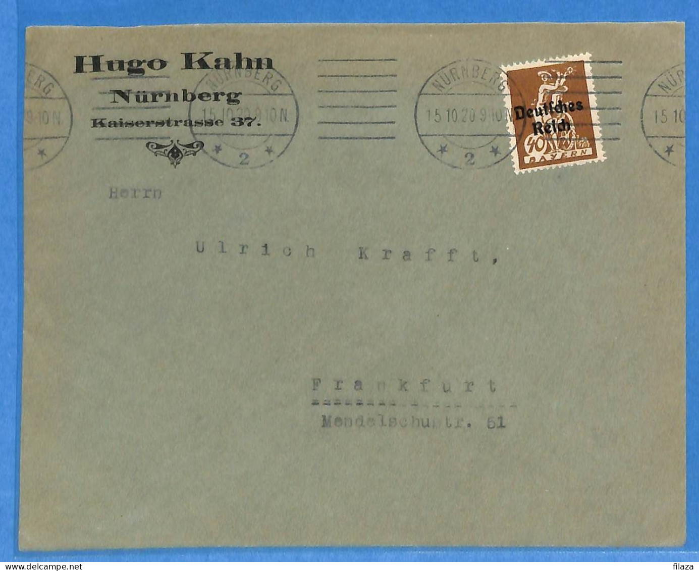 Allemagne Reich 1920 - Lettre De Nurnberg - G33415 - Briefe U. Dokumente