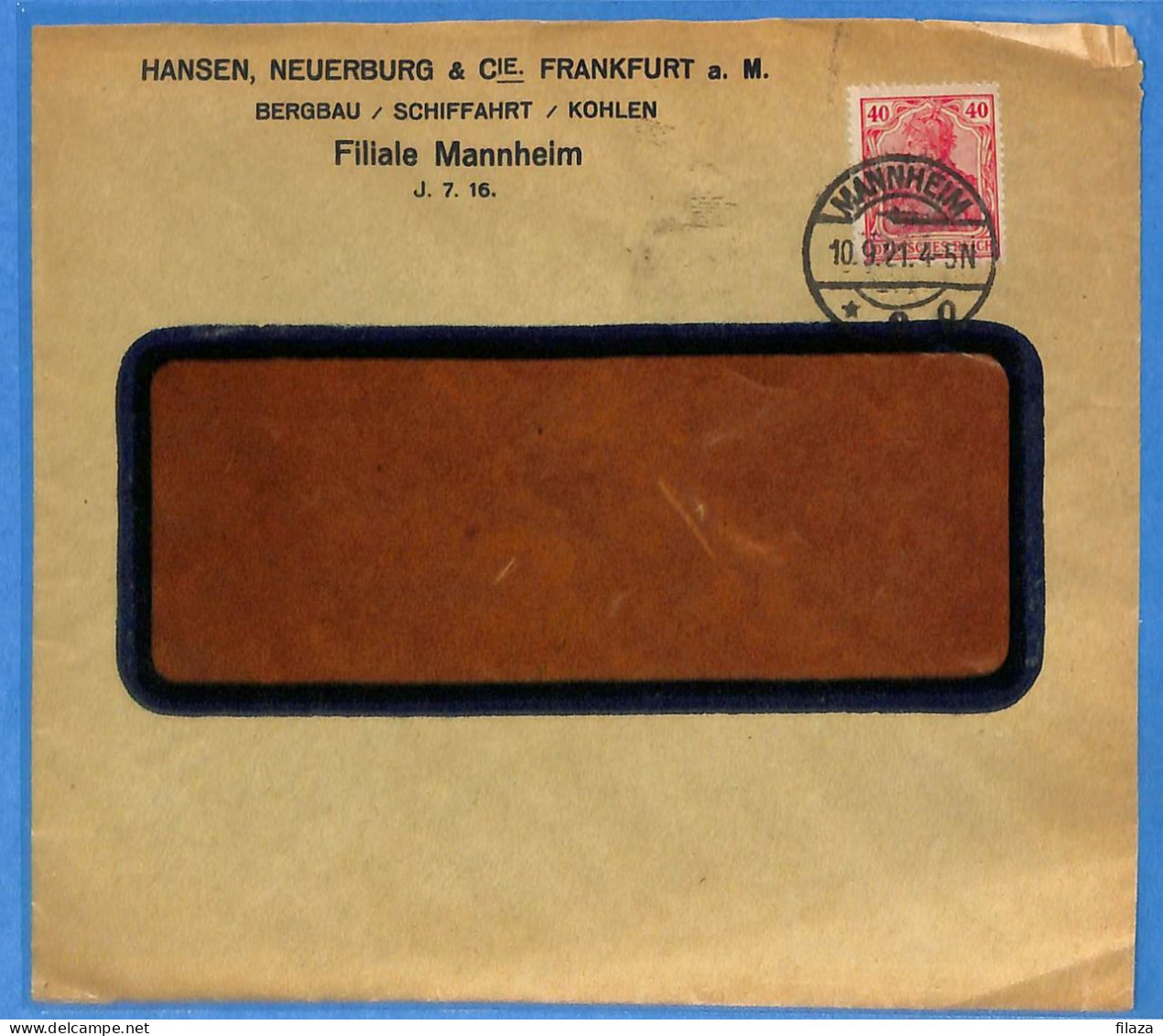 Allemagne Reich 1921 - Lettre De Mannheim - G33407 - Lettres & Documents