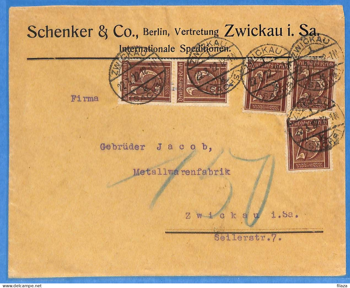 Allemagne Reich 1922 - Lettre De Zwickau - G33399 - Briefe U. Dokumente