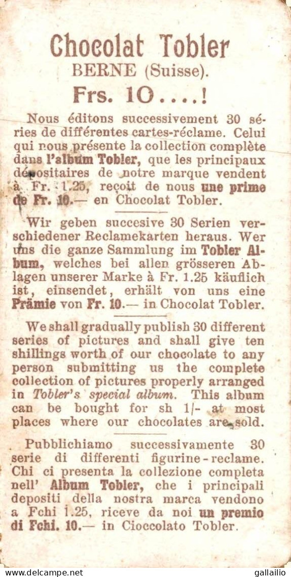 CHROMO CHOCOLAT TOBLER COSTUMES SUISSES - Other & Unclassified