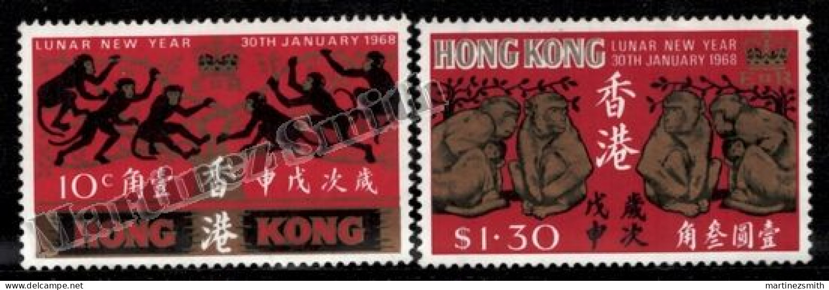 Hong Kong 1968 Yvert 228-29, New Lunar Year Of The Monkey - MNH - Unused Stamps