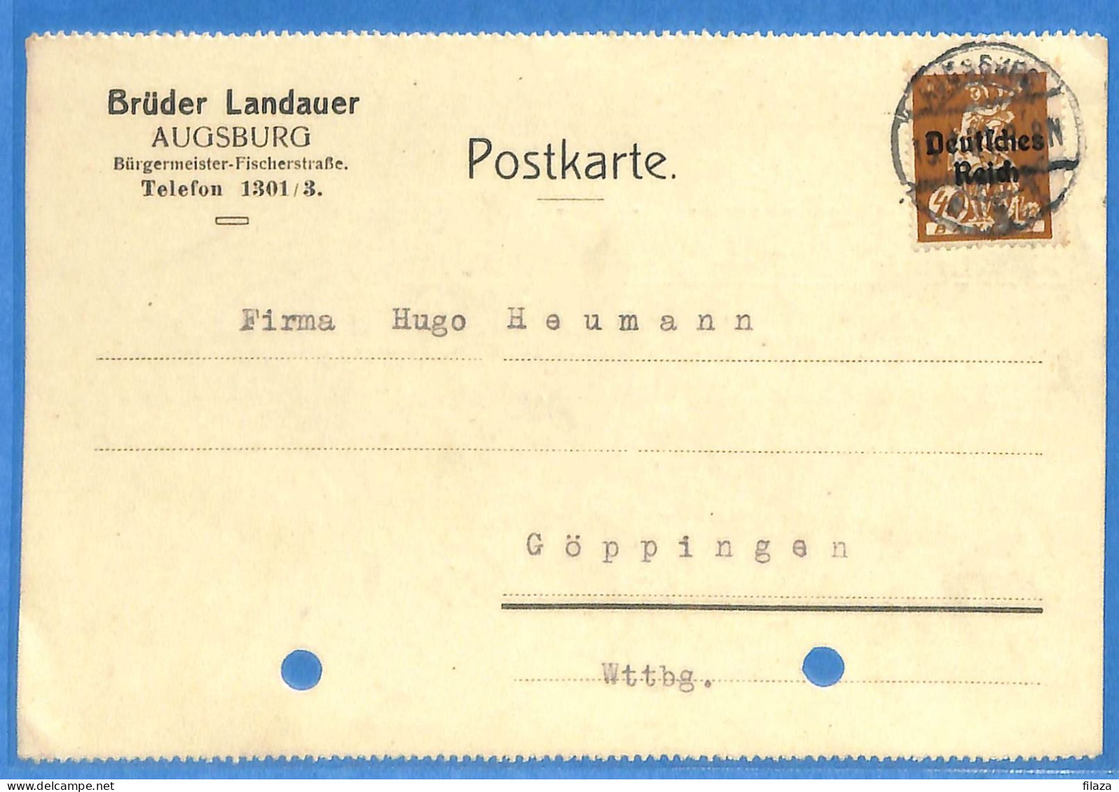 Allemagne Reich 1921 - Carte Postale De Augsburg - G33379 - Storia Postale